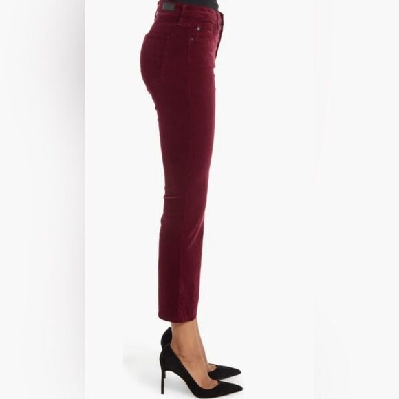 Adriano Goldschmied NWT Jodi Crop High Rise Flare Velvet in Maroon size 31 - Picture 6 of 9